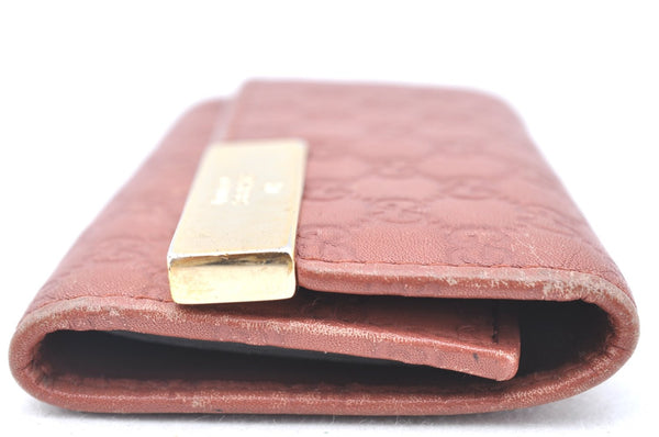 Authentic GUCCI Micro GG Guccissima Leather Key Case 268833 Pink K5583