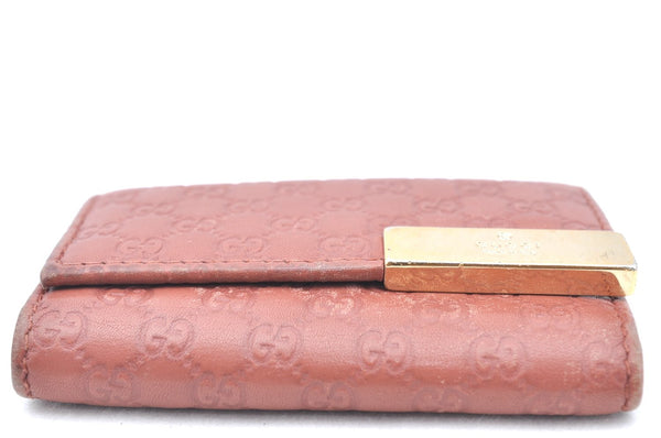 Authentic GUCCI Micro GG Guccissima Leather Key Case 268833 Pink K5583