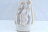 Authentic BURBERRY Vintage Stripe Canvas Leather Shoulder Hand Bag White K5593