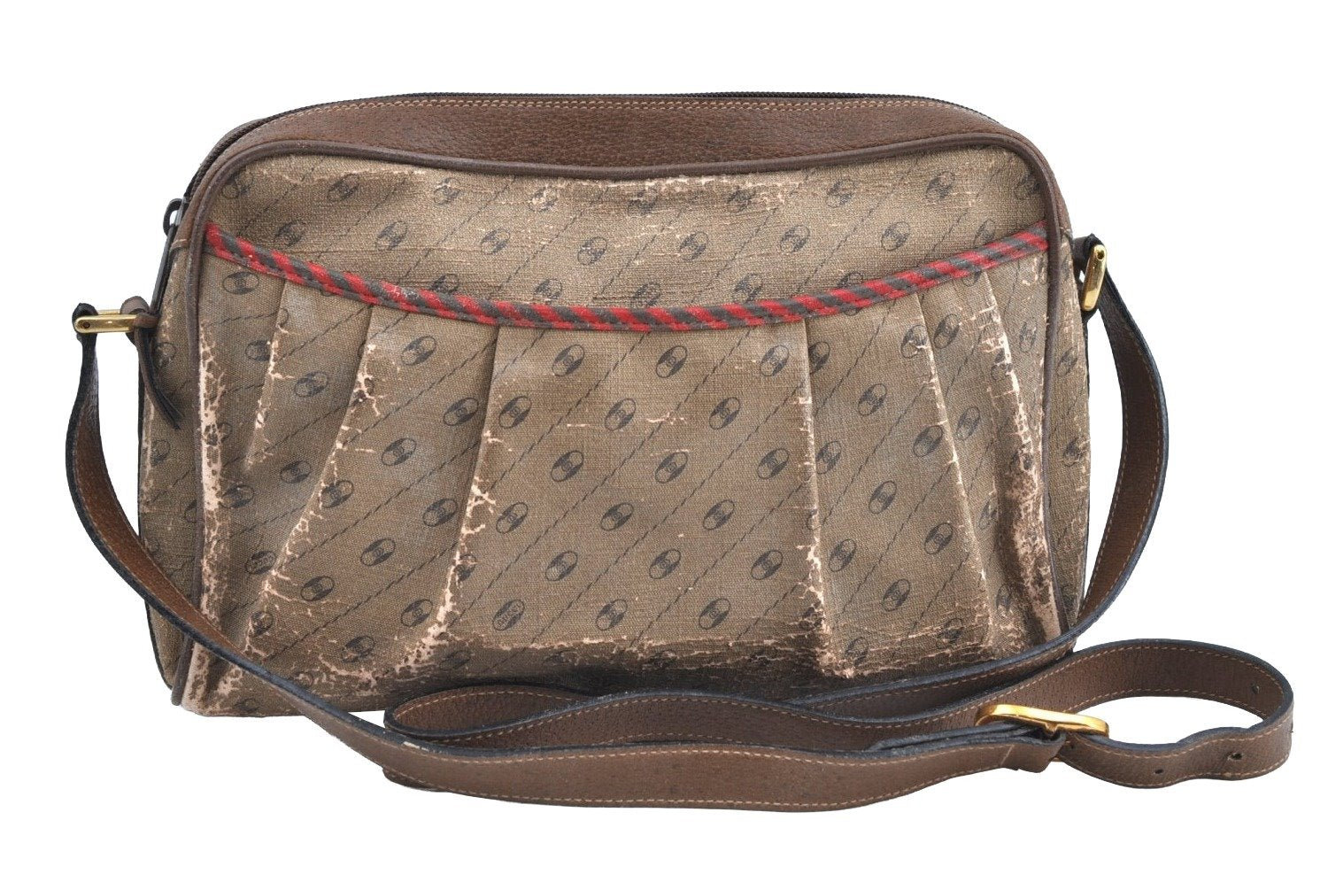 Authentic GUCCI Centennial Line Shoulder Cross Bag PVC Leather Brown Junk K5603