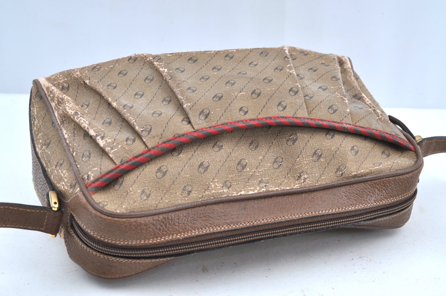 Authentic GUCCI Centennial Line Shoulder Cross Bag PVC Leather Brown Junk K5603