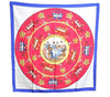 Auth HERMES Carre 90 Scarf "JEU DES OMNIBUS ET DAMES BLANCHES " Silk Blue K5616