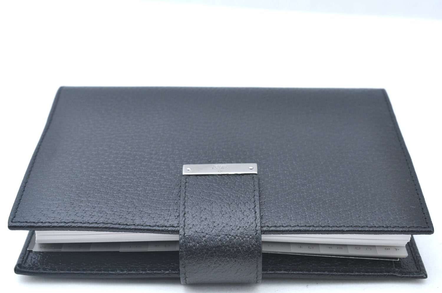 Authentic GUCCI Note Book Day Planner Cover 2003 Leather 115241 Black Box K5620