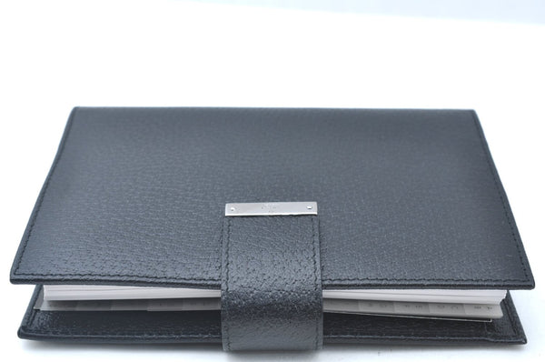 Authentic GUCCI Note Book Day Planner Cover 2003 Leather 115241 Black Box K5620