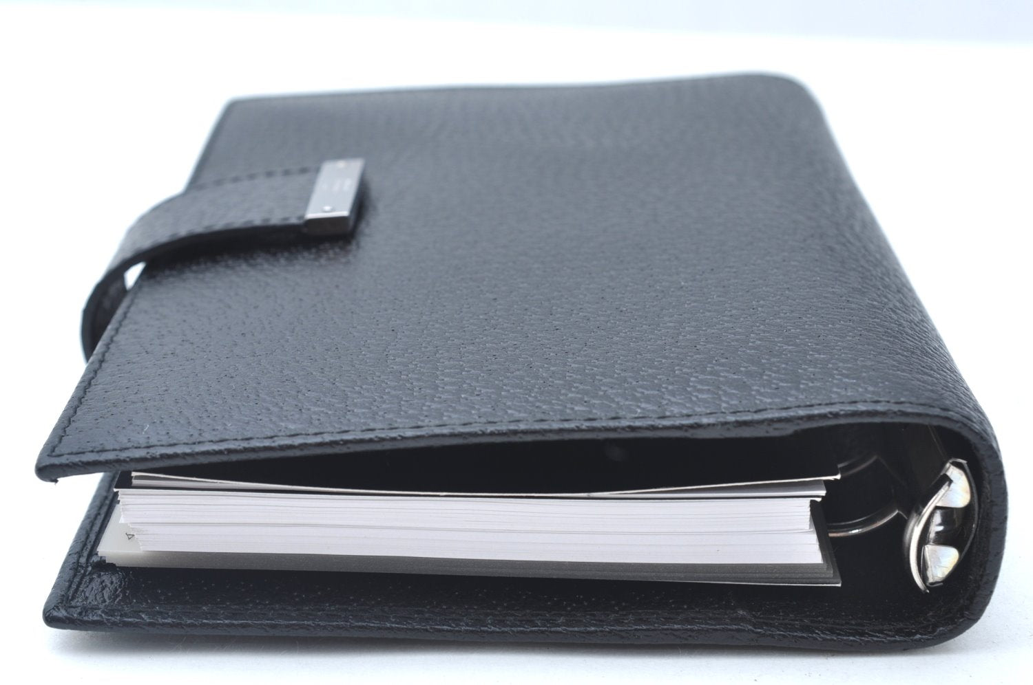 Authentic GUCCI Note Book Day Planner Cover 2003 Leather 115241 Black Box K5620