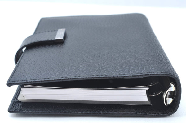 Authentic GUCCI Note Book Day Planner Cover 2003 Leather 115241 Black Box K5620