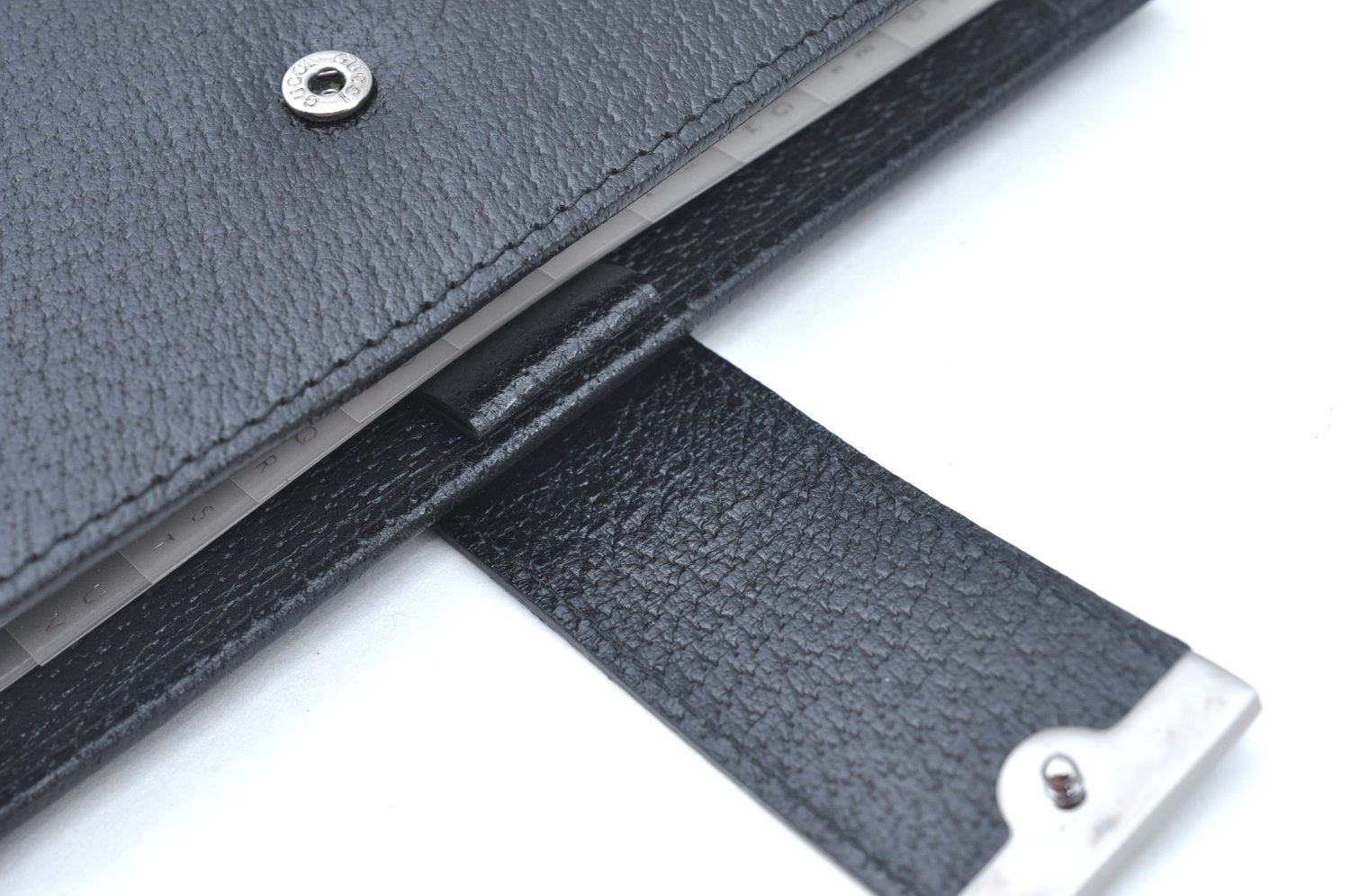 Authentic GUCCI Note Book Day Planner Cover 2003 Leather 115241 Black Box K5620