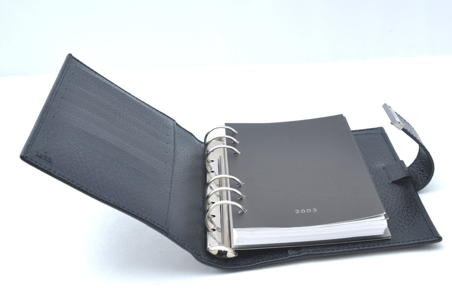 Authentic GUCCI Note Book Day Planner Cover 2003 Leather 115241 Black Box K5620