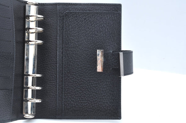 Authentic GUCCI Note Book Day Planner Cover 2003 Leather 115241 Black Box K5620