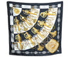 Authentic HERMES Carre 90 Scarf "Cliquetis" Silk Black Box K5630