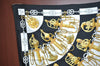 Authentic HERMES Carre 90 Scarf "Cliquetis" Silk Black Box K5630