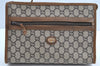 Authentic GUCCI GG Plus Clutch Hand Bag Purse PVC Leather Brown K5632