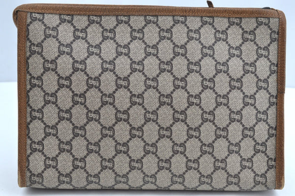 Authentic GUCCI GG Plus Clutch Hand Bag Purse PVC Leather Brown K5632