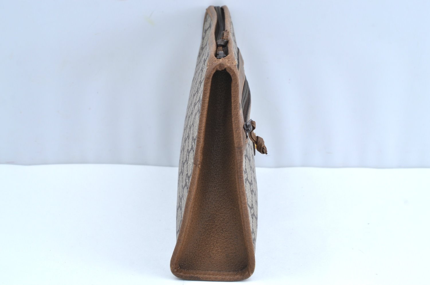 Authentic GUCCI GG Plus Clutch Hand Bag Purse PVC Leather Brown K5632