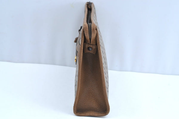 Authentic GUCCI GG Plus Clutch Hand Bag Purse PVC Leather Brown K5632