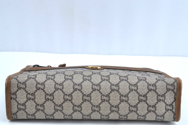 Authentic GUCCI GG Plus Clutch Hand Bag Purse PVC Leather Brown K5632