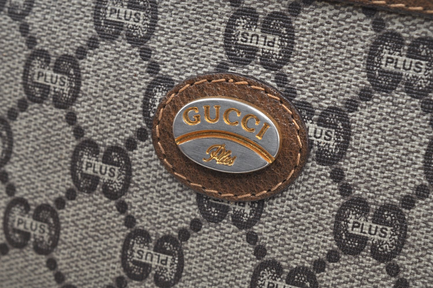 Authentic GUCCI GG Plus Clutch Hand Bag Purse PVC Leather Brown K5632