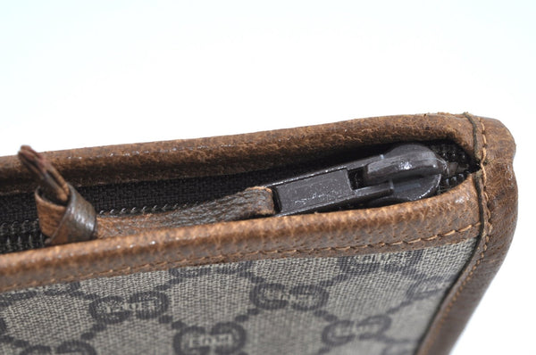Authentic GUCCI GG Plus Clutch Hand Bag Purse PVC Leather Brown K5632