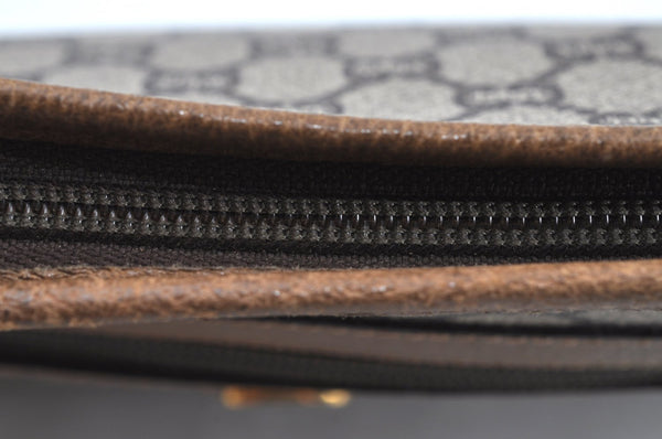 Authentic GUCCI GG Plus Clutch Hand Bag Purse PVC Leather Brown K5632