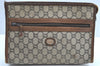 Authentic GUCCI GG Plus Clutch Hand Bag Purse PVC Leather Brown Junk K5634