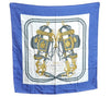 Authentic HERMES Carre 90 Scarf "BRIDES de GALA par" Silk Blue K5640