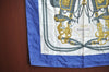 Authentic HERMES Carre 90 Scarf "BRIDES de GALA par" Silk Blue K5640