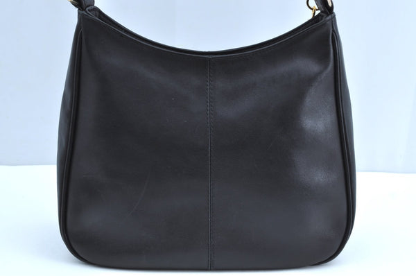 Authentic MCM Vintage Leather Shoulder Bag Purse Black K5643