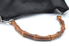 Authentic GUCCI Vintage Bamboo Shoulder Tote Bag Nylon Enamel Black K5664