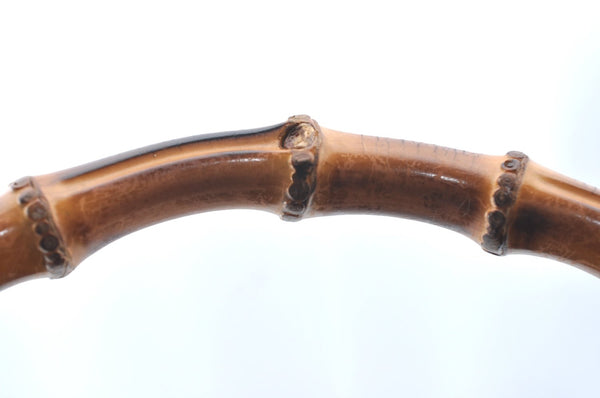 Authentic GUCCI Vintage Bamboo Shoulder Tote Bag Nylon Enamel Black K5664