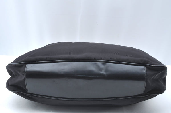 Authentic GUCCI Vintage Bamboo Shoulder Tote Bag Nylon Enamel Black K5664