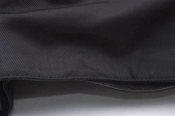 Authentic GUCCI Vintage Bamboo Shoulder Tote Bag Nylon Enamel Black K5664