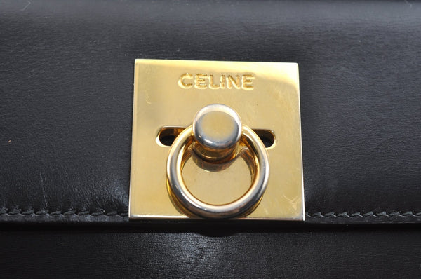 Authentic CELINE Vintage 2Way Shoulder Hand Bag Purse Leather Black K5666