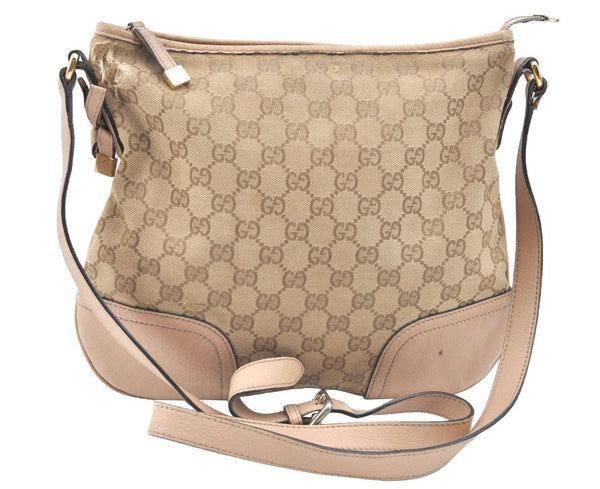 Authentic GUCCI Princy Ribbon Canvas Shoulder Cross Body Bag 204939 Beige K5667