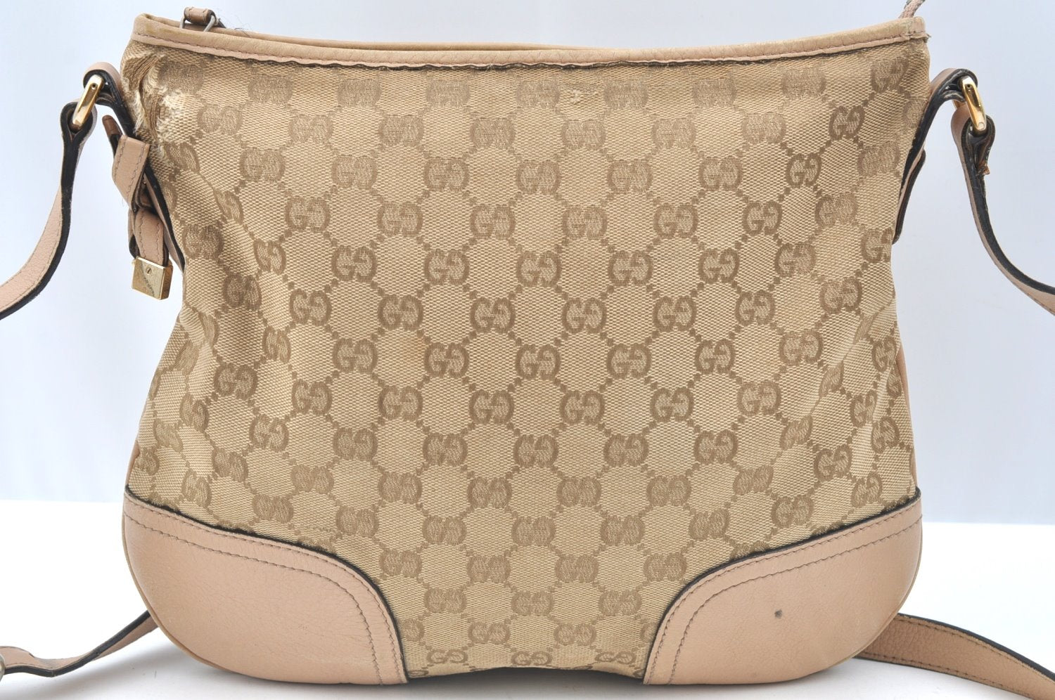 Authentic GUCCI Princy Ribbon Canvas Shoulder Cross Body Bag 204939 Beige K5667