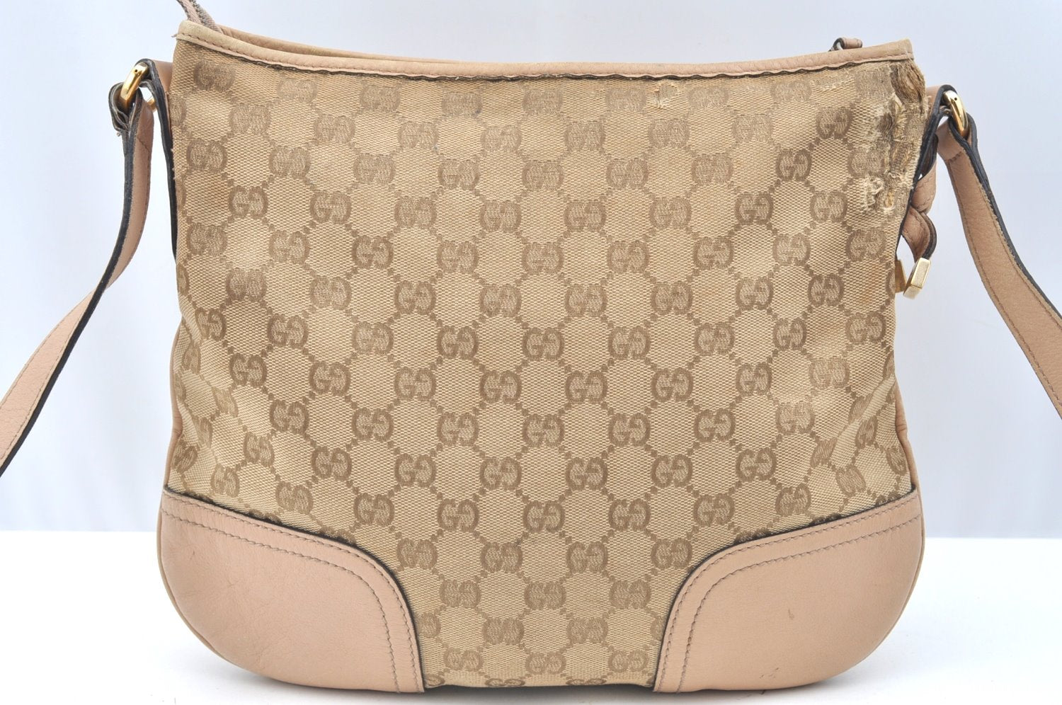 Authentic GUCCI Princy Ribbon Canvas Shoulder Cross Body Bag 204939 Beige K5667