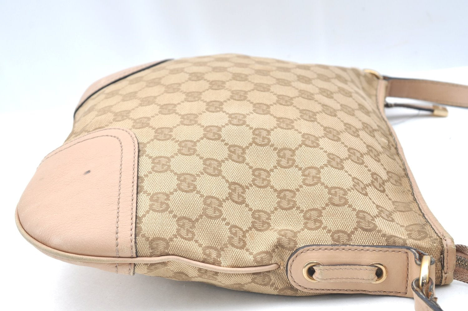 Authentic GUCCI Princy Ribbon Canvas Shoulder Cross Body Bag 204939 Beige K5667