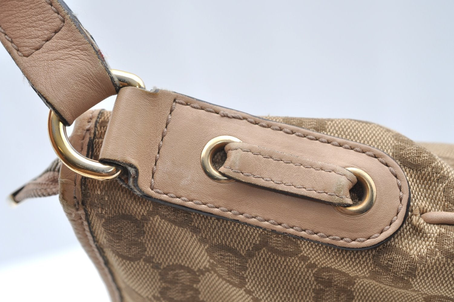 Authentic GUCCI Princy Ribbon Canvas Shoulder Cross Body Bag 204939 Beige K5667