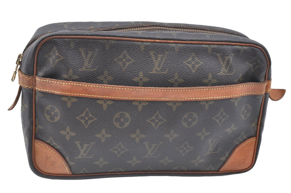 Authentic Louis Vuitton Monogram Compiegne 28 Clutch Hand Bag M51845 LV K5677