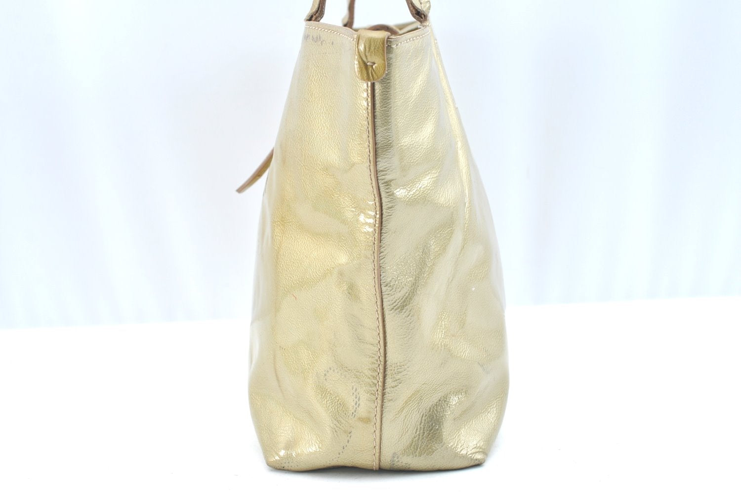 Authentic Salvatore Ferragamo Vintage Gancini Tote Hand Bag PVC Gold Junk K5687