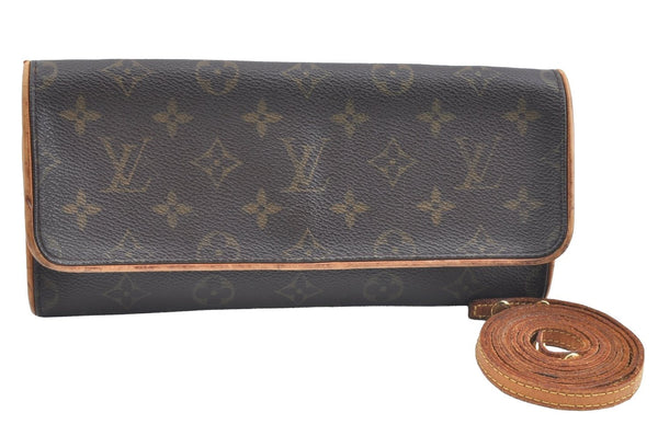 Authentic Louis Vuitton Monogram Pochette Twin GM Shoulder Bag M51852 LV K5688