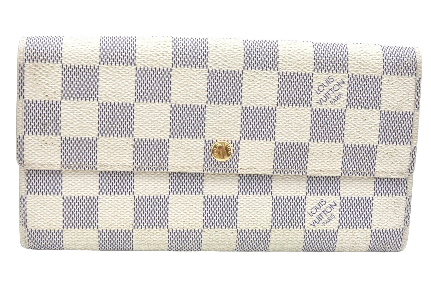 Authentic Louis Vuitton Damier Azur Portefeuille Sarah Wallet N61735 LV K5694