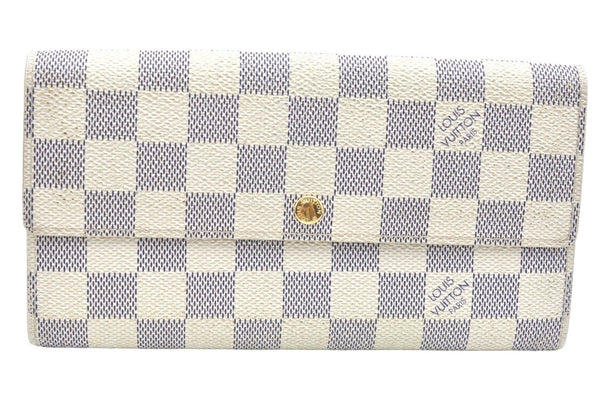 Authentic Louis Vuitton Damier Azur Portefeuille Sarah Wallet N61735 LV K5694