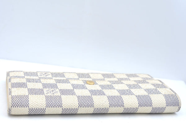 Authentic Louis Vuitton Damier Azur Portefeuille Sarah Wallet N61735 LV K5694