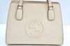 Authentic GUCCI SOHO 2Way Shoulder Hand Bag GG Leather 607722 White K5707