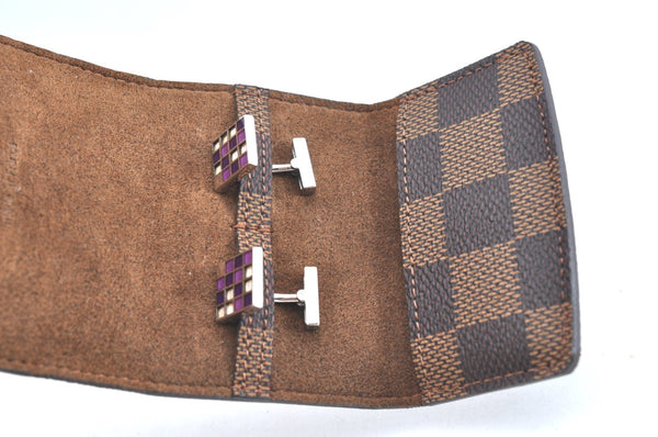 Authentic Louis Vuitton Damier Cufflinks Accessory Case Pouch M64681 LV K5709