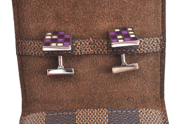 Authentic Louis Vuitton Damier Cufflinks Accessory Case Pouch M64681 LV K5709