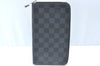 Authentic Louis Vuitton Damier Graphite Zippy Organizer Wallet N63077 LV K5710