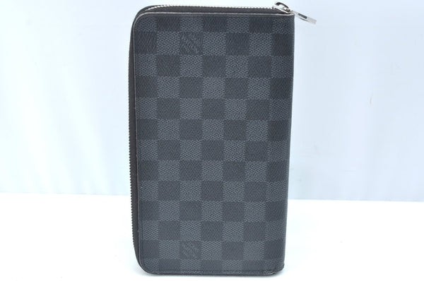 Authentic Louis Vuitton Damier Graphite Zippy Organizer Wallet N63077 LV K5710