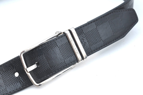 Auth Louis Vuitton Damier Infini Ceinture Boston Belt 35.4" M9674 Black K5711