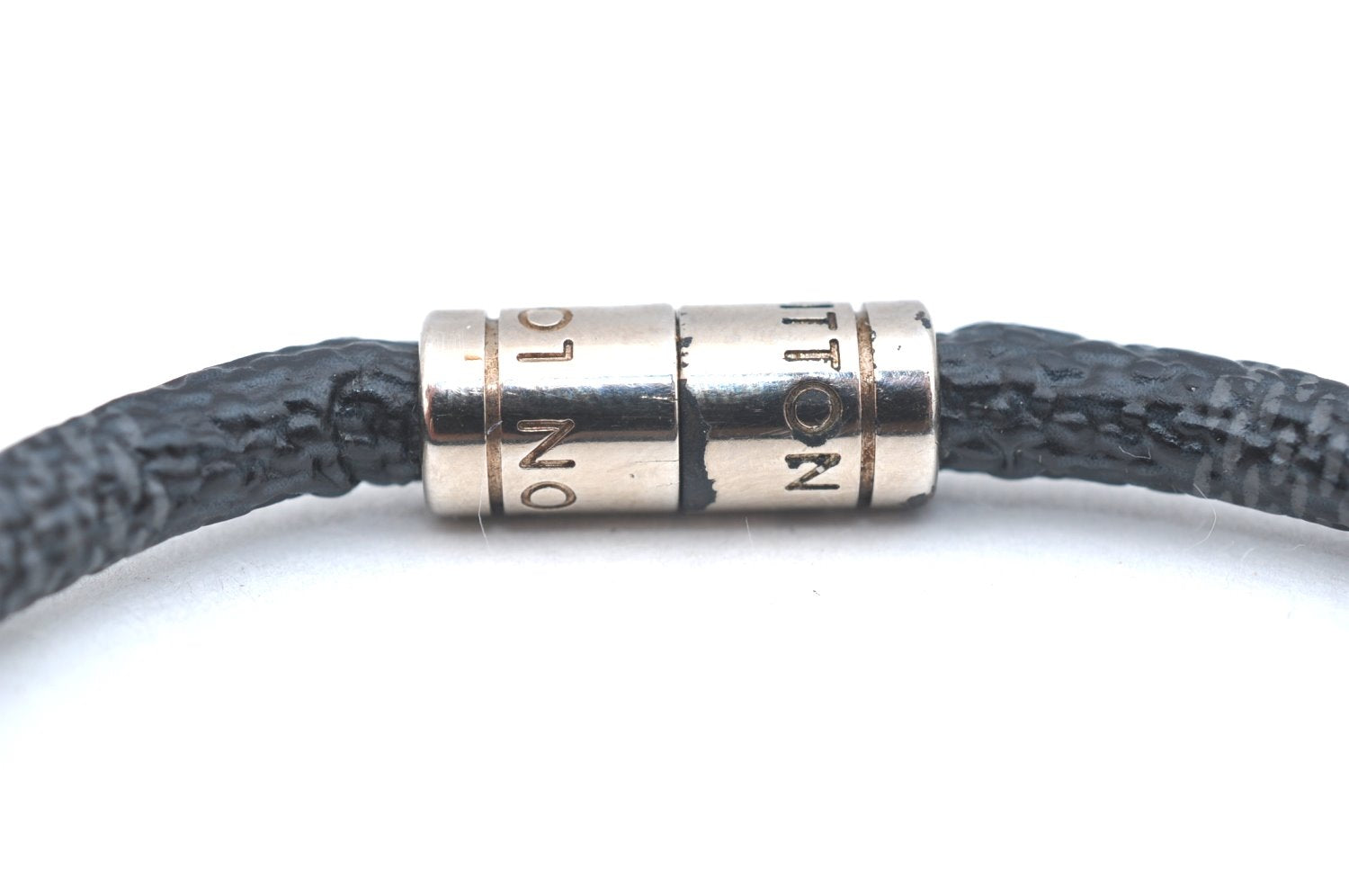 Authentic Louis Vuitton Damier Graphite Bracelet Keepit Black M6140E LV K5715